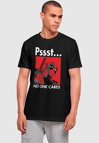 ABSOLUTE CULT Shirt ' Deadpool - No One Cares' in Black: front