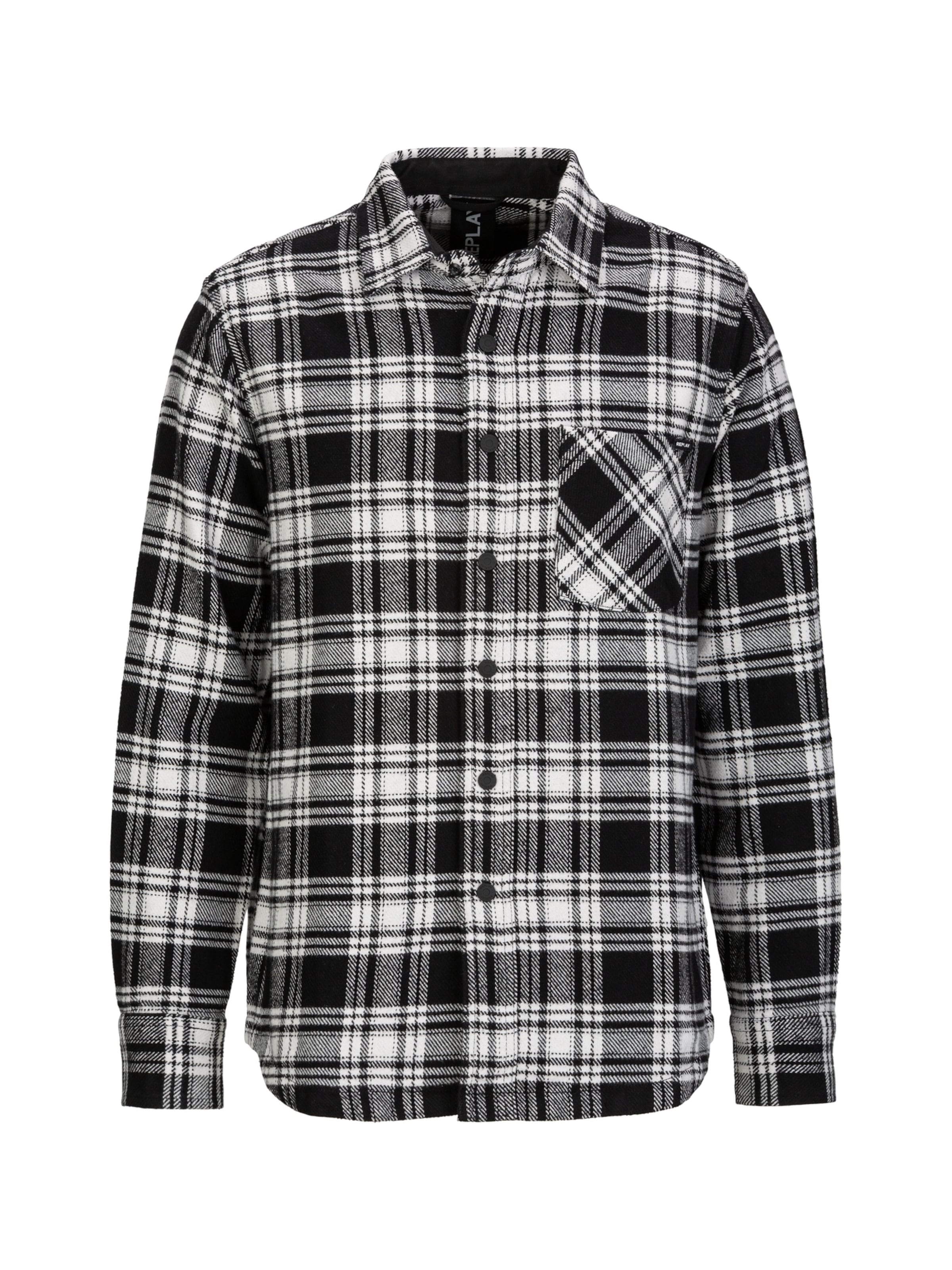 REPLAY Regular fit Button Up Shirt in Black: front