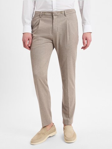 BENVENUTO Regular Pleated Pants 'Torino Cord' in Beige: front