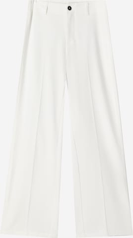 Pantaloni cu dungă de la Bershka pe alb: față