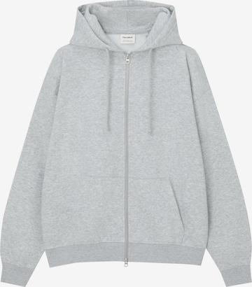 Pull&Bear Zip-Up Hoodie in Grey: front