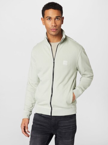 BOSS Orange Sweat jacket 'Zestart' in Grey: front