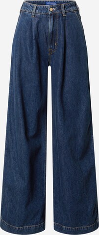 SCOTCH & SODA Zvonové kalhoty Džíny se sklady v pase 'The Shore pleated denim chino —Washed in' – modrá: přední strana