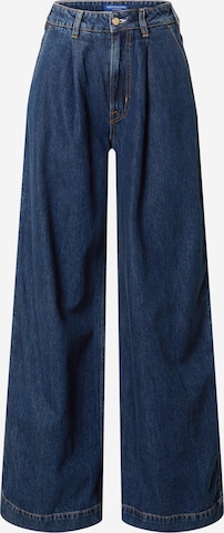 SCOTCH & SODA Wide leg Bandplooi jeans 'The Shore pleated denim chino —Washed in' in Blauw: voorkant