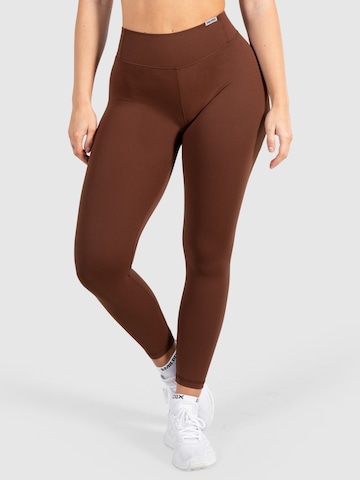 Smilodox Skinny Workout Pants 'Advance Pro' in Brown: front