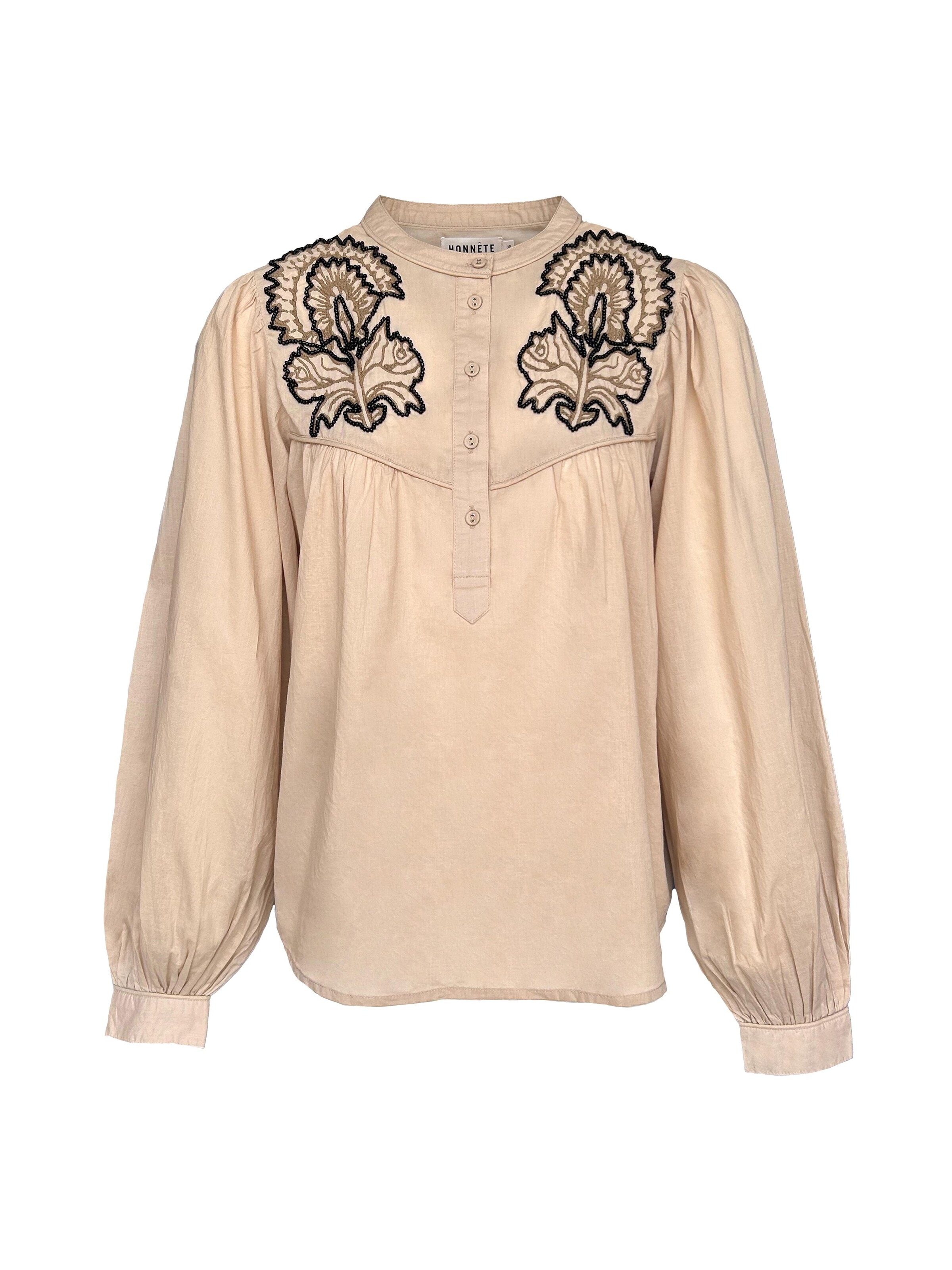 Honnête Atelier Blouse 'Feather' in Beige