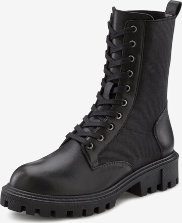 LASCANA Lace-Up Ankle Boots in Black: front