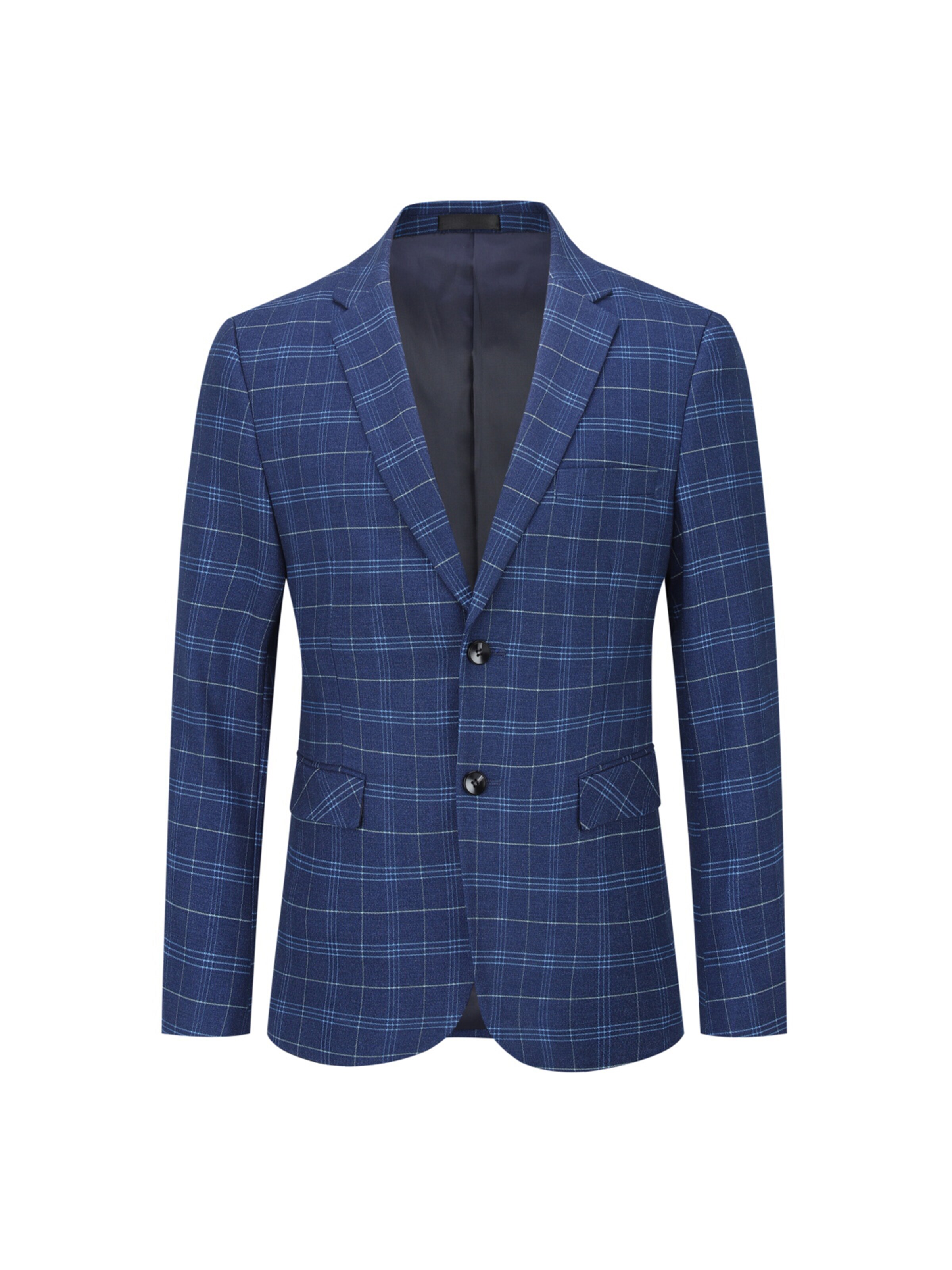 YOUTHUP Slim fit Suit 'Karo' in Blue