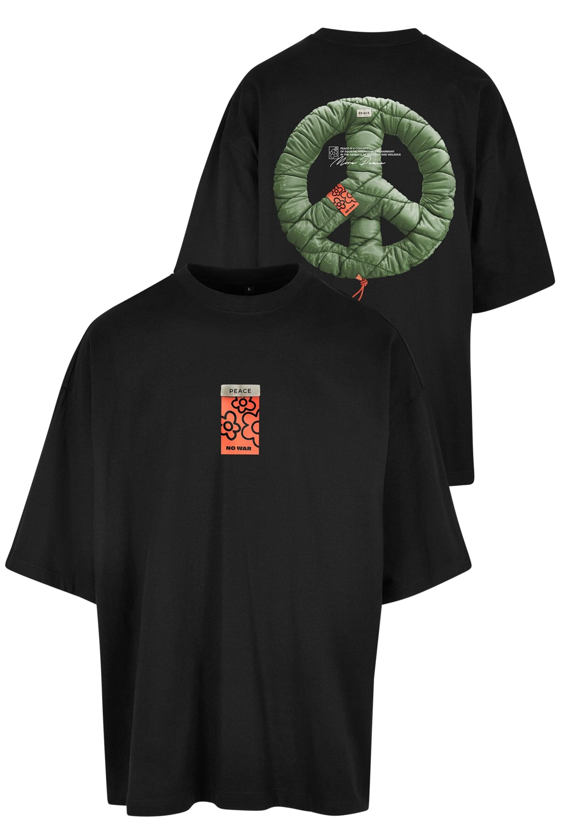 MT Upscale Tričko 'Puffer Peace' – černá