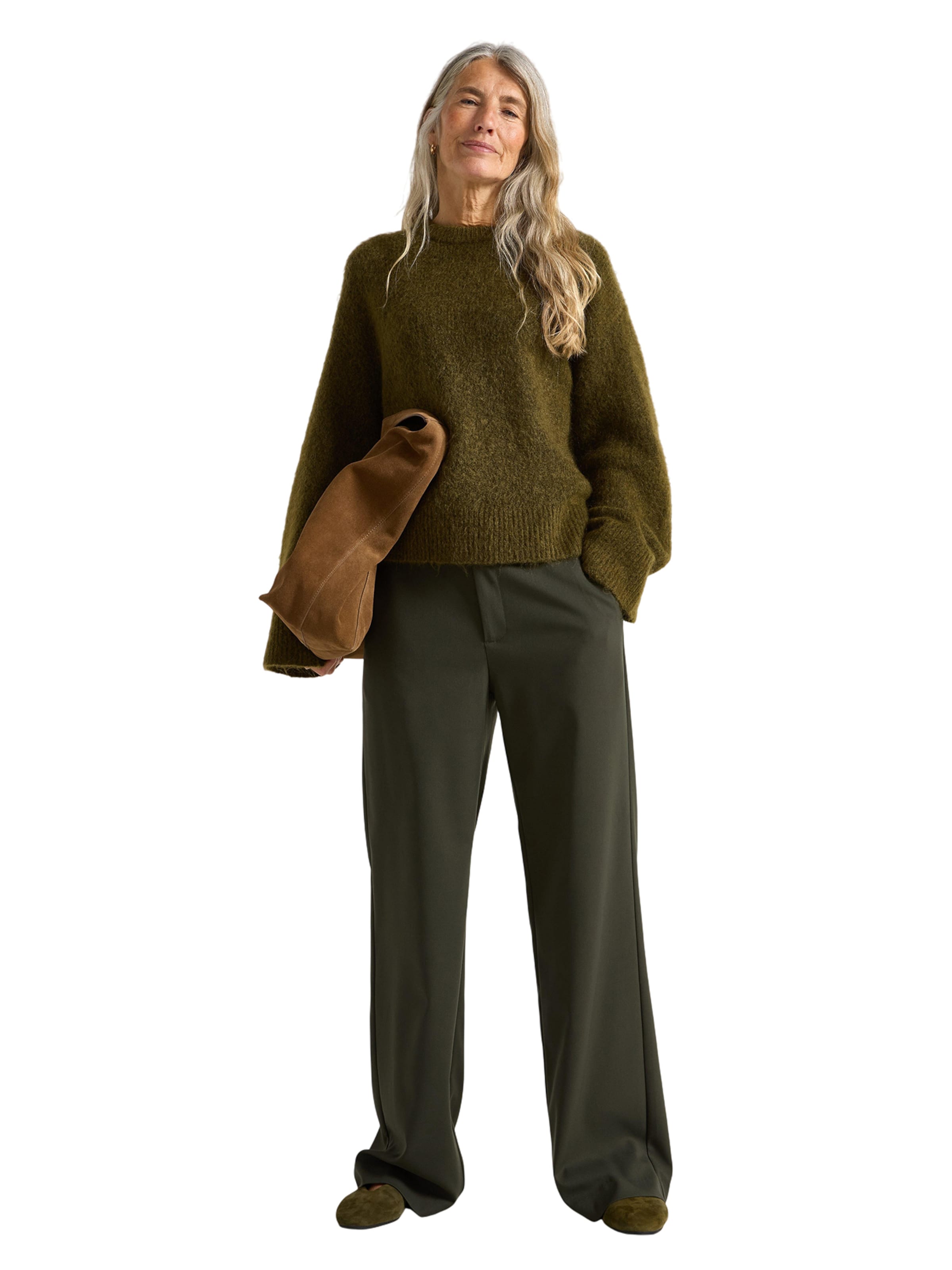 Lindex Bő szár Nadrág 'Lykke' - zöld: elől