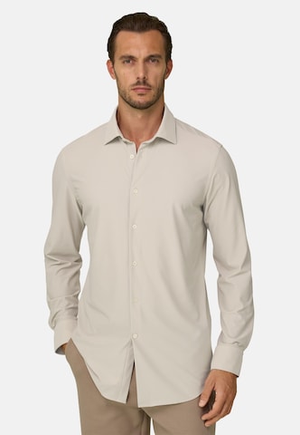 Coupe slim Chemise Boggi Milano en beige : devant