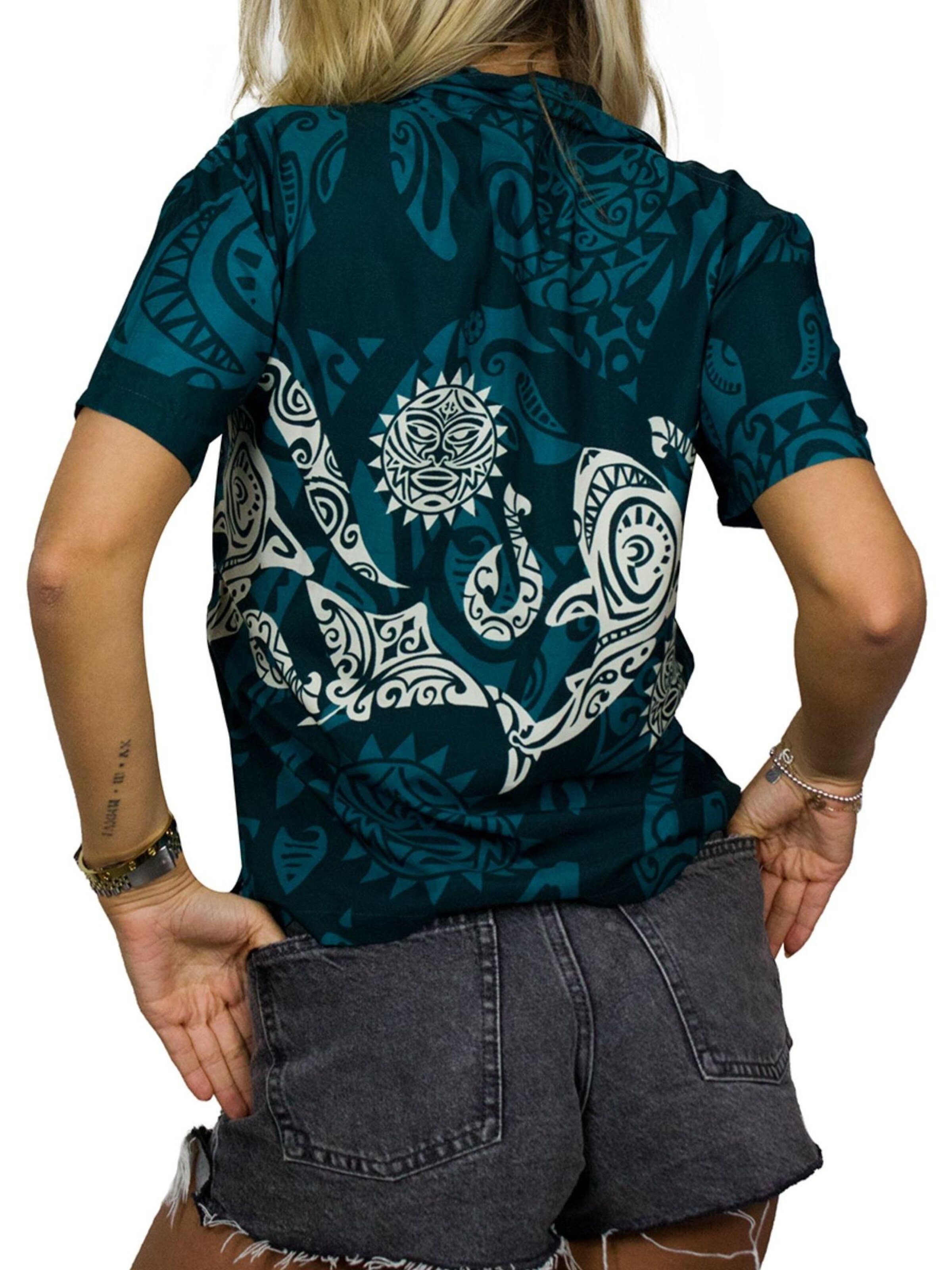 King Kameha Bluse 'Maori Chest'‌‌‌‌‌ in Grün