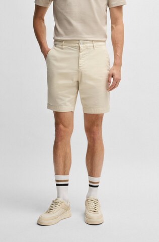 BOSS Slim fit Pleated Pants 'H-Slice' in White: front