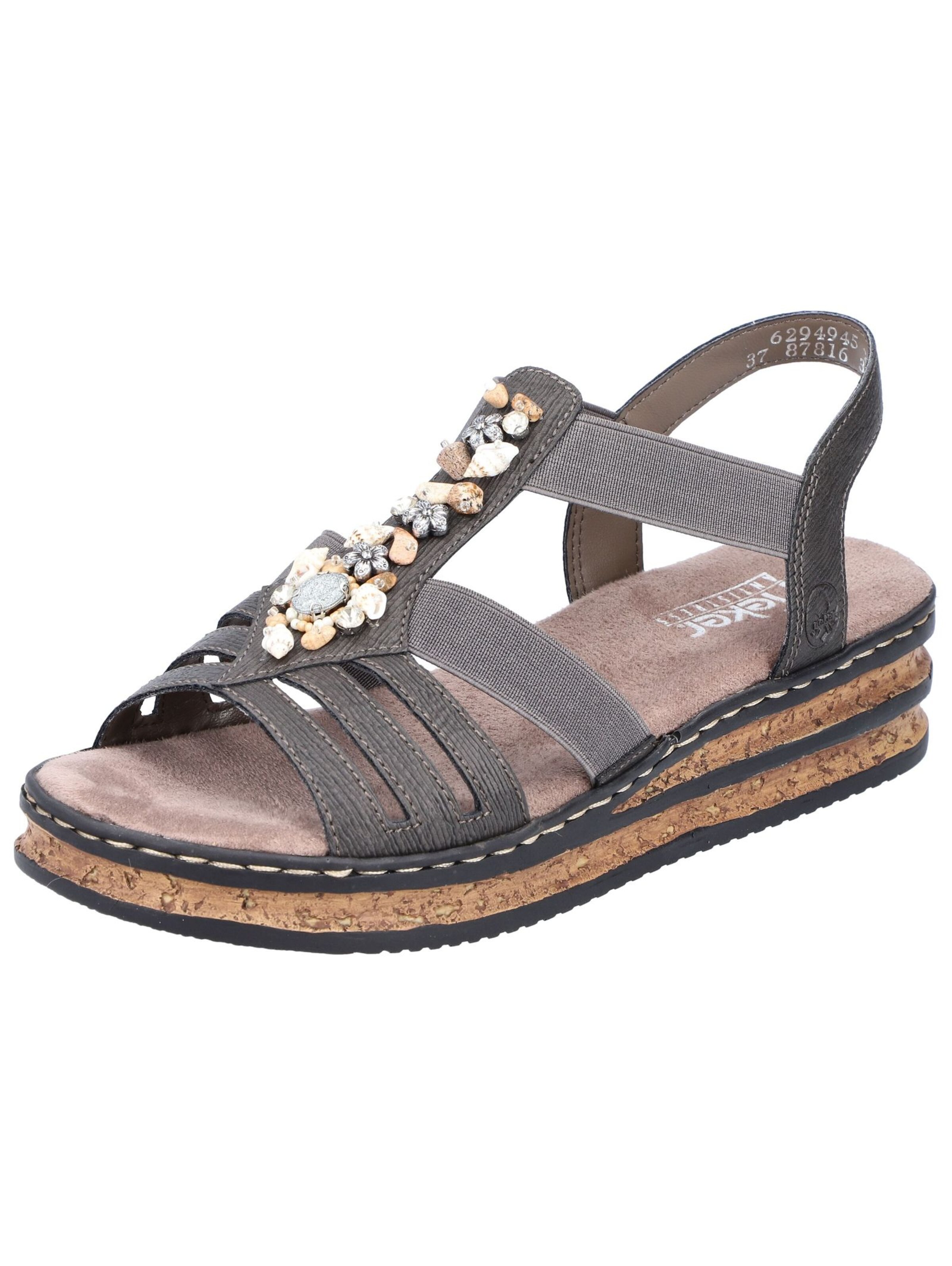 Rieker Strap Sandals in Grey: front