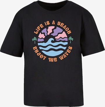 F4NT4STIC T-Shirt 'Life Is A Beach Enjoy The Waves' in Schwarz: Vorderseite