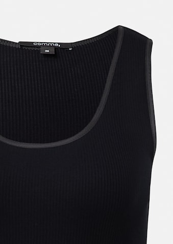 COMMA Top im Slim Fit aus Rippware in Schwarz