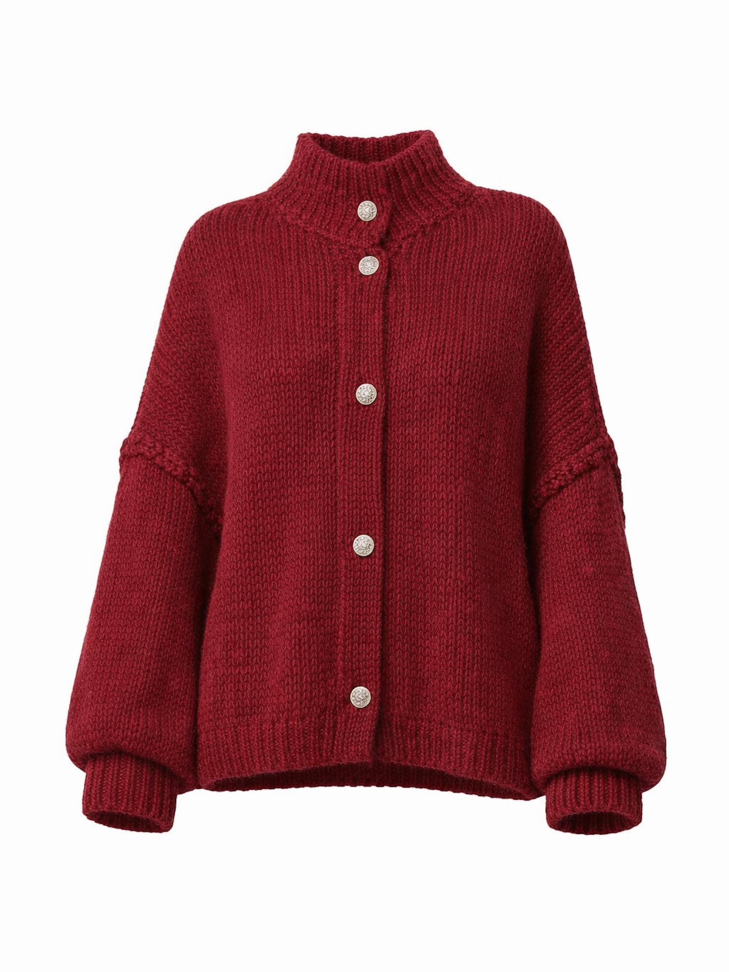 Worldclassca Oversized Cardigan 'Strickjacke mit Knopf' in Red: front
