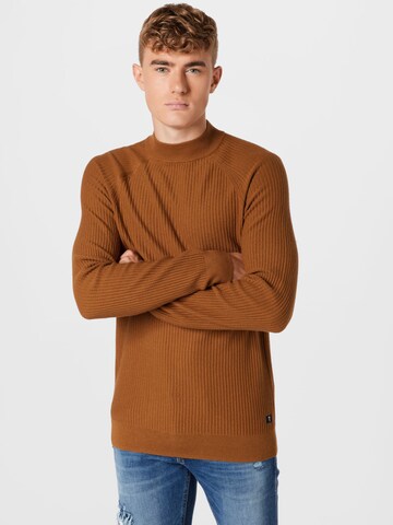 TOM TAILOR DENIM Sweater in Brown: front