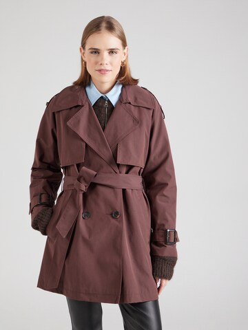 Abercrombie & Fitch Kevad-sügismantel, värv pruun: eest vaates