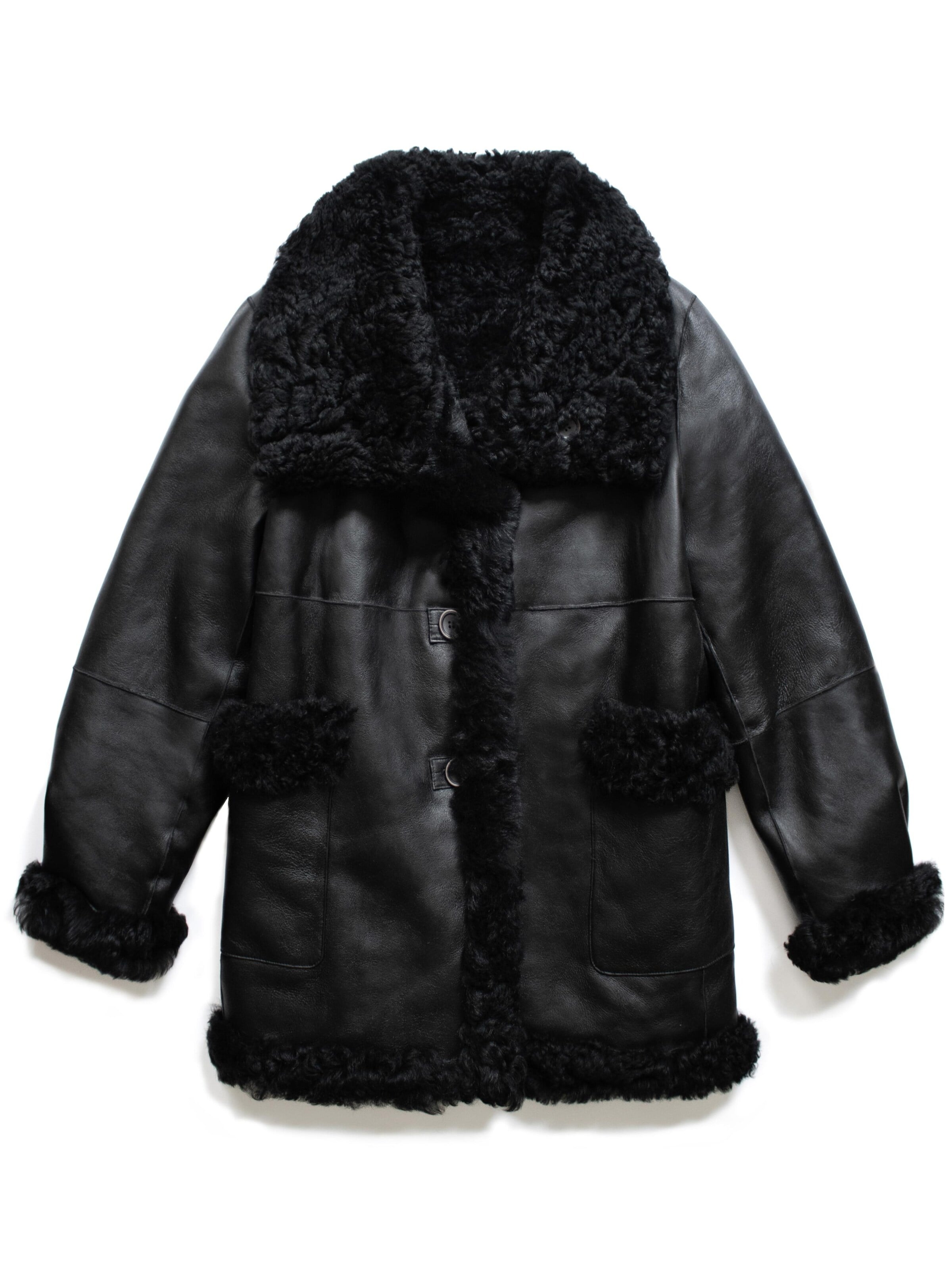 Just things we like - Abrigo de invierno 'MIO Reversible Shearling Coat' en negro: frente