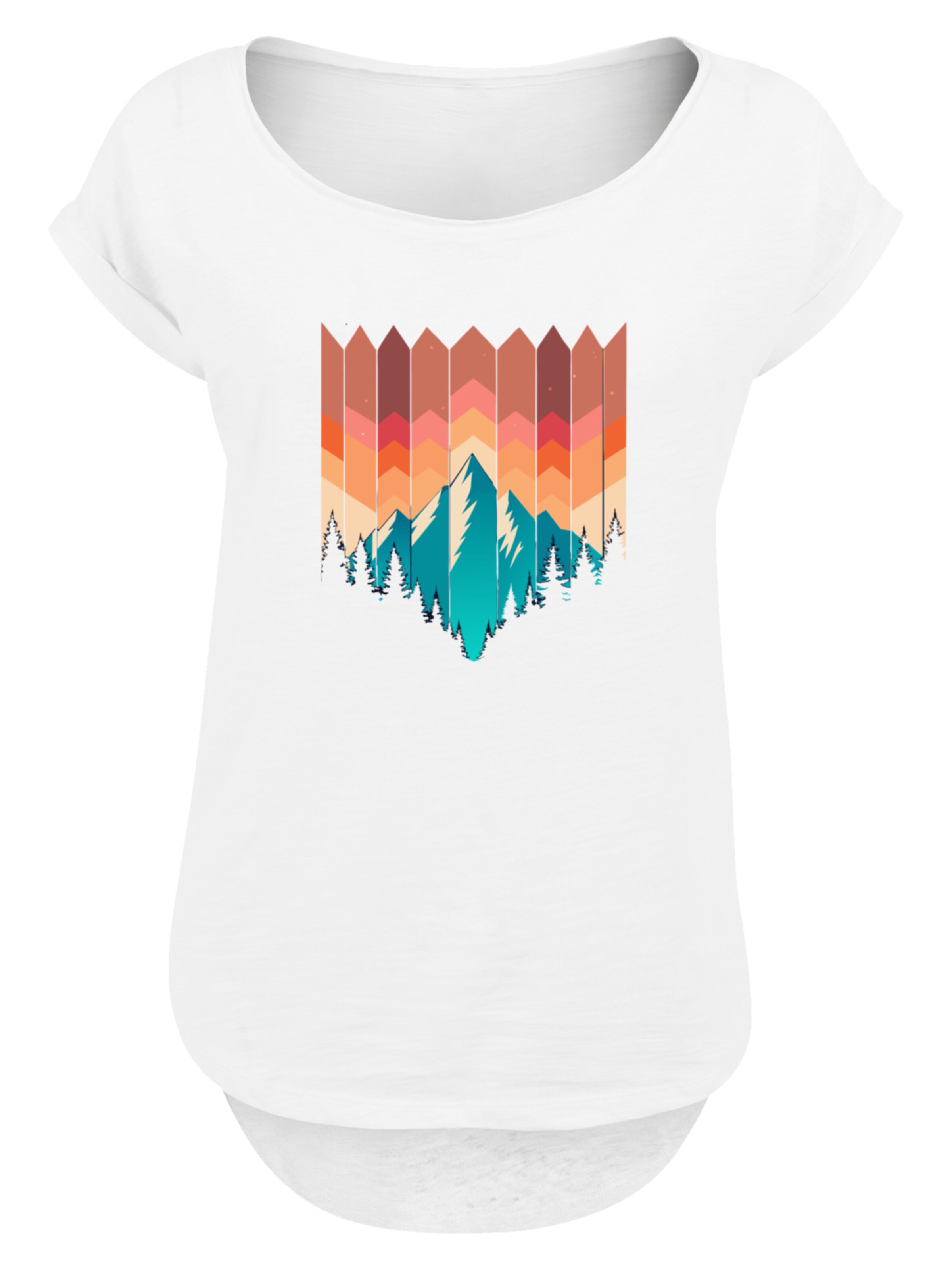 F4NT4STIC T-Shirt 'Berg Sonnenuntergang' in Weiß: Vorderseite