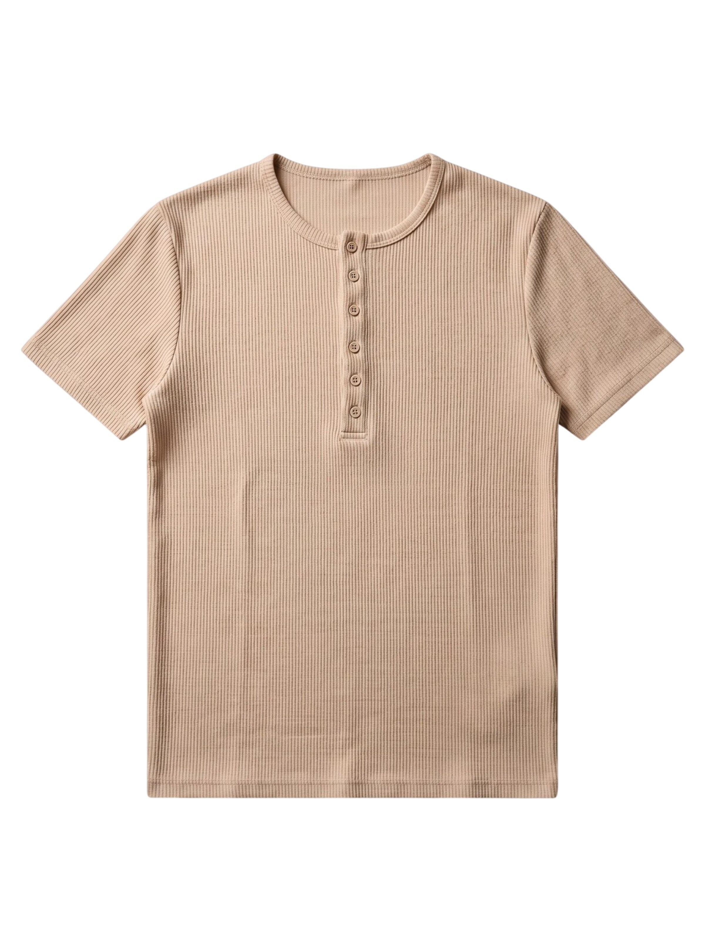 Kleidermafia T-shirt 'Slim Fit Button T-shirt - Cream' i beige: framsida