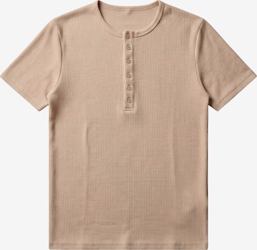Kleidermafia Paita 'Slim Fit Button T-shirt - Cream' värissä beige: etupuoli
