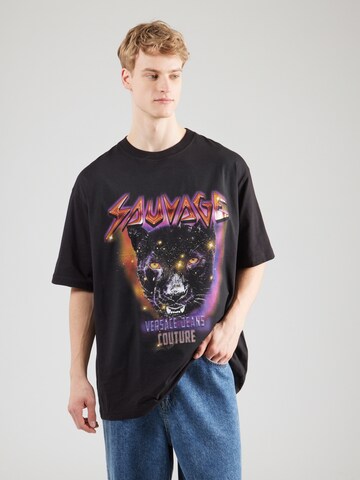 Maglietta 'SAUVAGE-PANTHER' di Versace Jeans Couture in nero: frontale