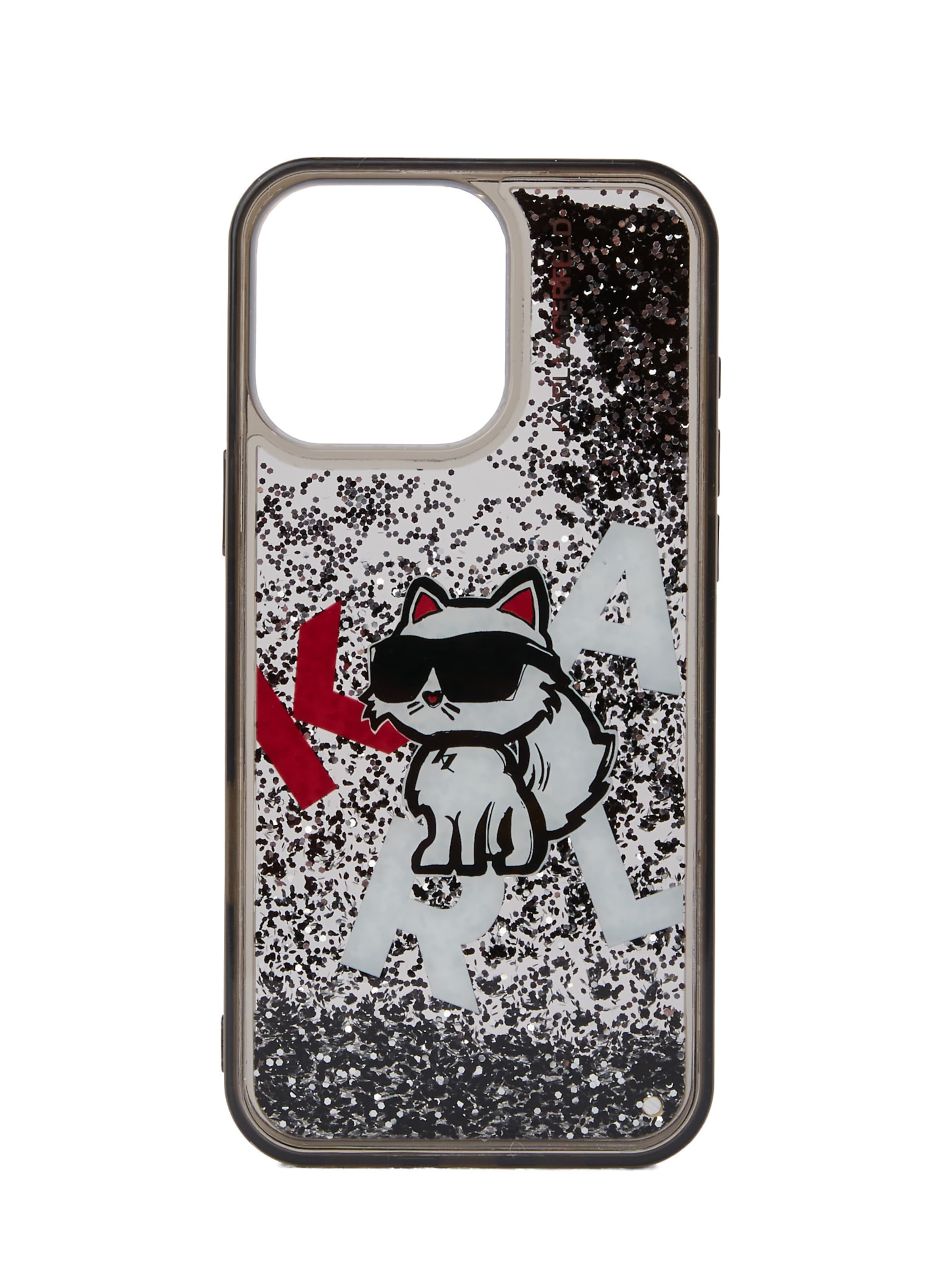 Karl Lagerfeld Pouzdro na smartphone 'iPhone 16 Pro Max' - šedá / červená / černá / offwhite, Produkt