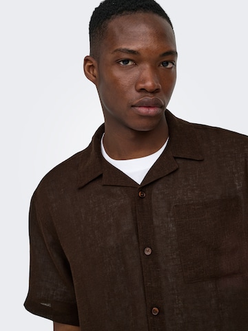 Only & Sons Comfort fit Koszula 'ONSLaurence' w kolorze brązowy