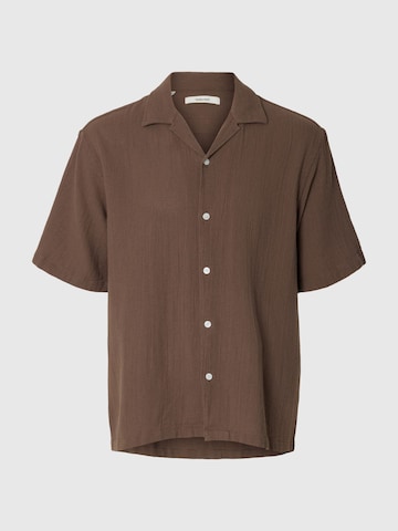 SELECTED Comfort fit Button Up Shirt 'SLHCal' in Brown