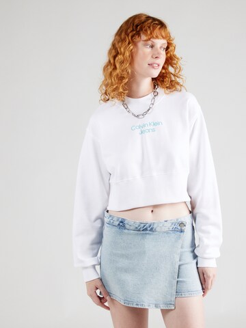 Calvin Klein Jeans Sweatshirt 'INSTITUTIONAL' in Weiß