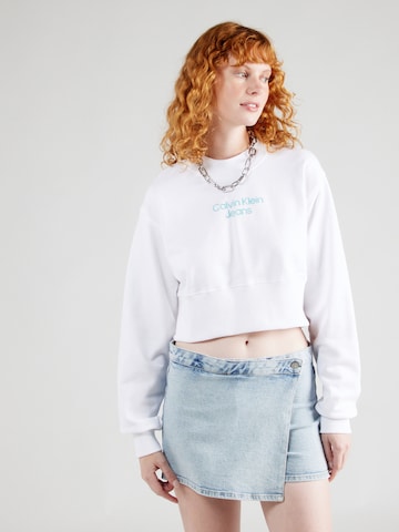 Calvin Klein Jeans Sweatshirt 'INSTITUTIONAL' in Weiß