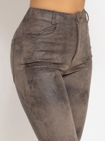 JIORO Skinny Broek in Bruin