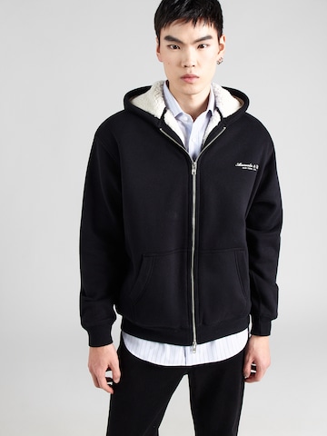 Abercrombie & Fitch - Sudadera con cremallera en negro: frente