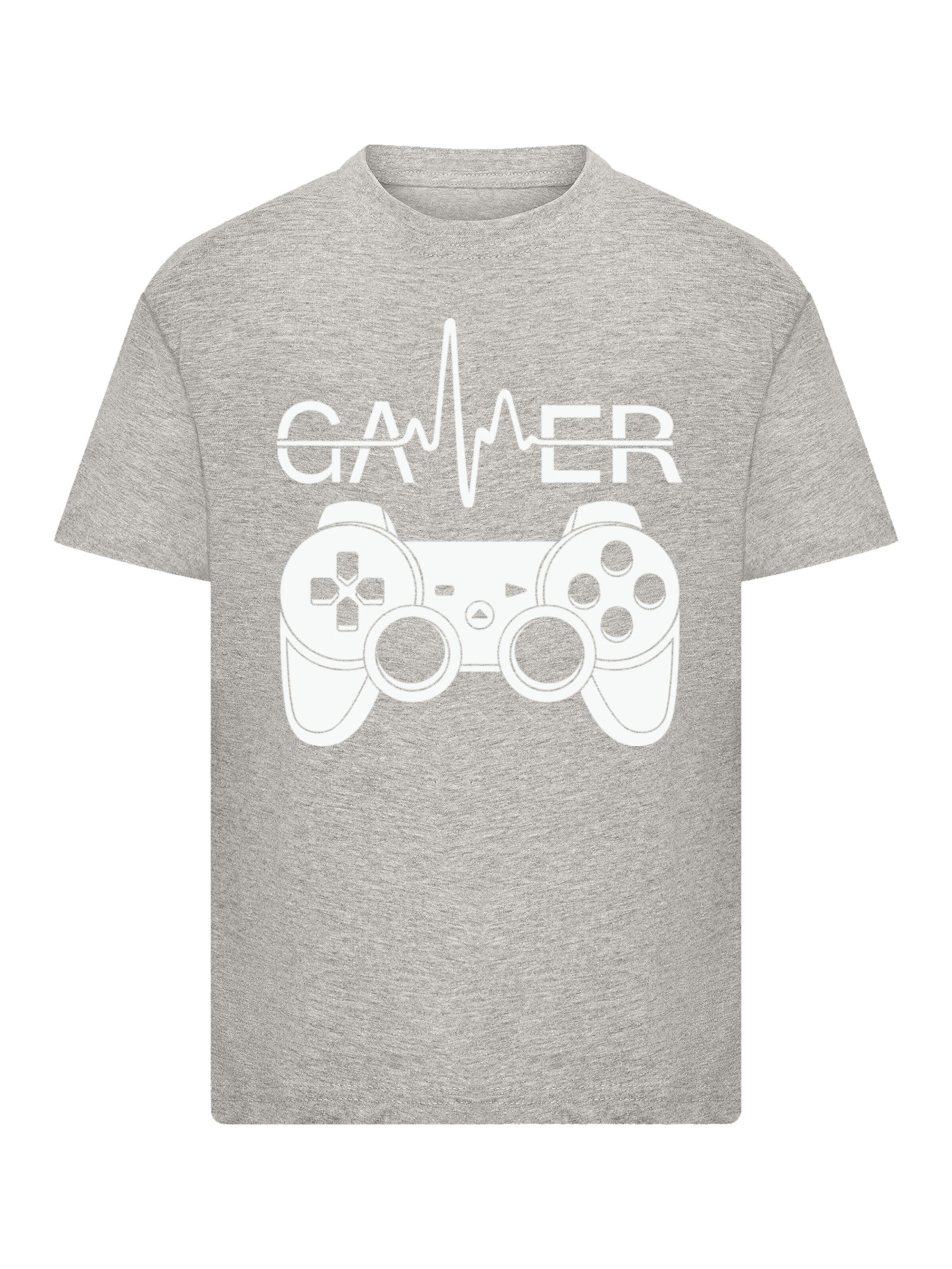 F4NT4STIC Shirt 'Gamer Heartbeat' in Grey: front