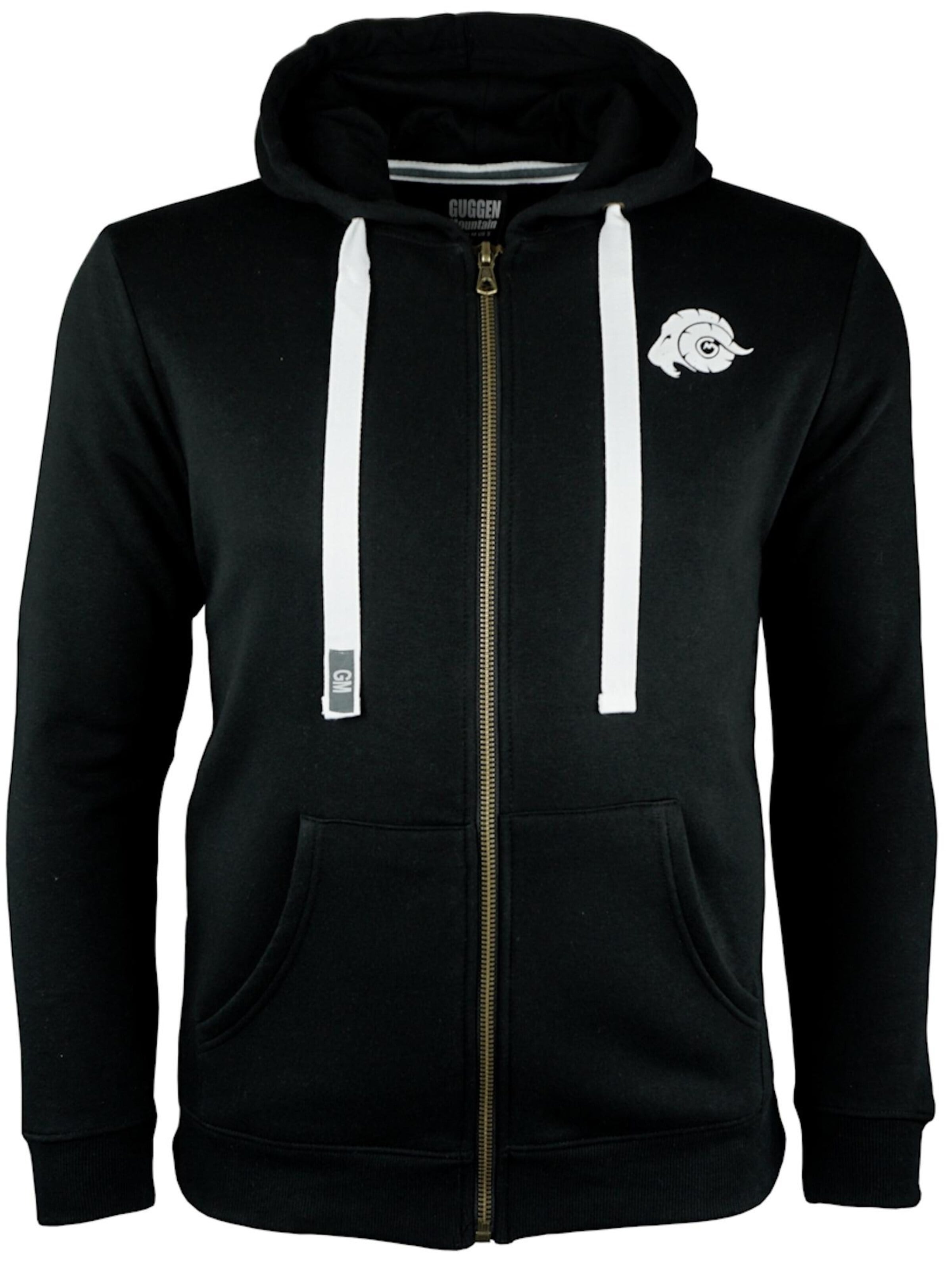 Guggen Mountain Sweatshirt 'Kapuzenpullover H06 Fleece Hoodie' in Zwart: voorkant