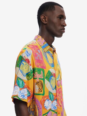 Desigual Comfort fit Button Up Shirt in Orange