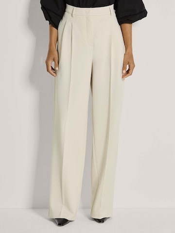 MADELEINE Wide leg Bandplooibroek in Beige: voorkant