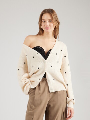 YAS Strickjacke 'YASBOW' in Beige: Vorderseite