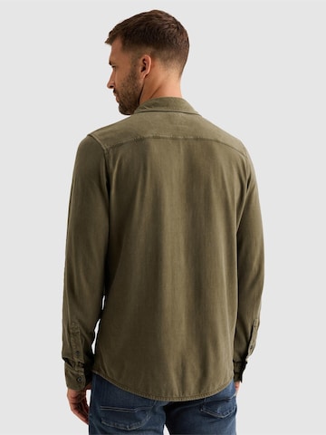 PME Legend Regular fit Overhemd 'Shirt with garment-dye wash and chest pocket' in Groen