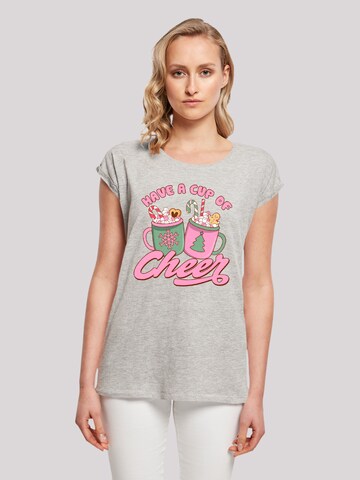 F4NT4STIC Shirt 'Have a Cup of Cheer Christmas Holiday' in Grey: front