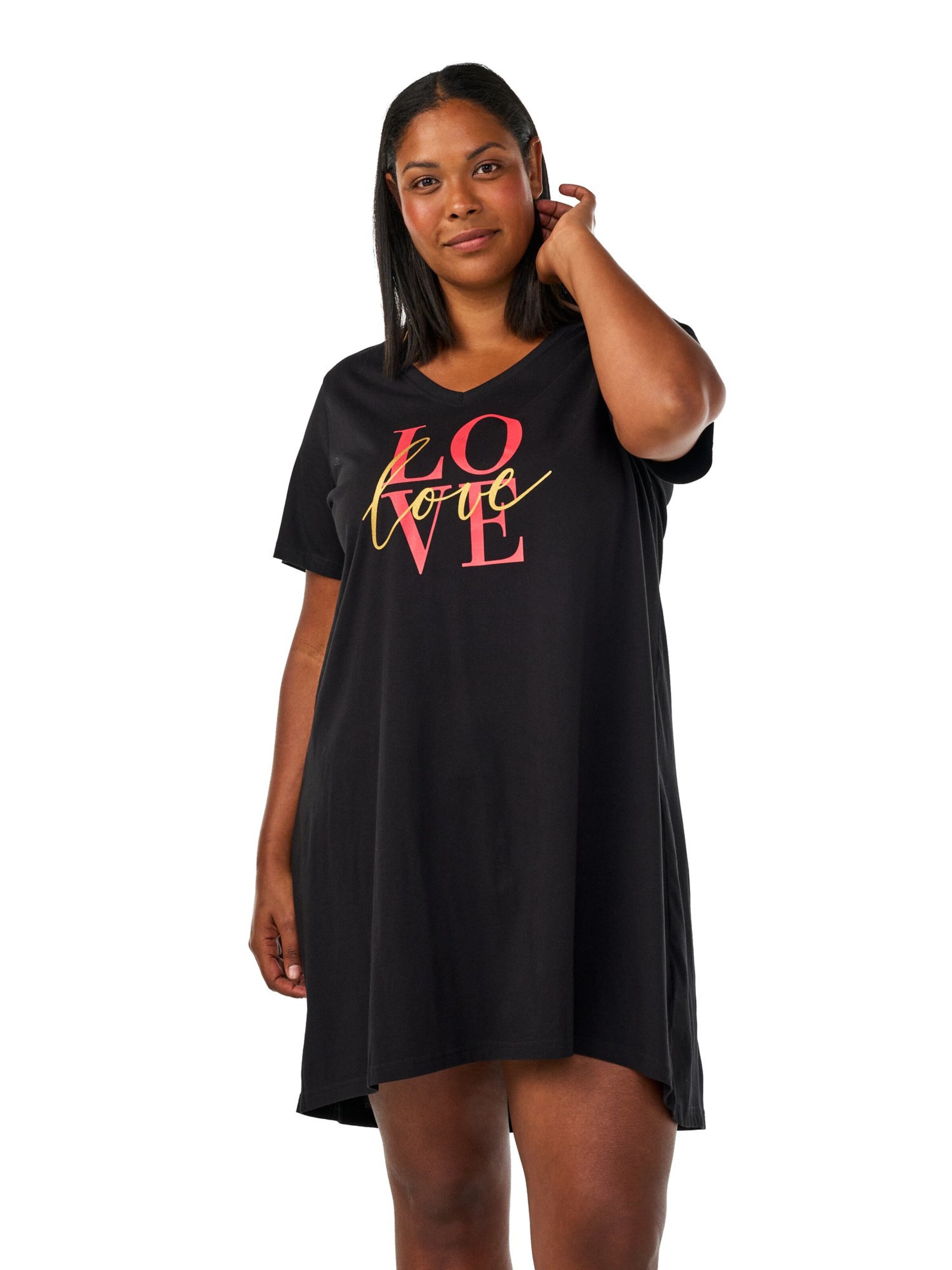 Chemise de nuit 'Malba' Zizzi en noir : devant