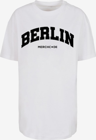 Merchcode Oversized shirt 'Berlin Wording' in Wit: voorkant
