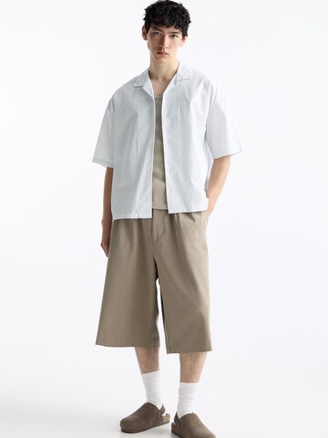 Pull&Bear Wide leg Pleat-front trousers in Grey