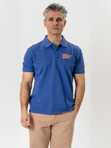 TEESHOPPEN Button Up Shirt ' Polo ' in Blue: front