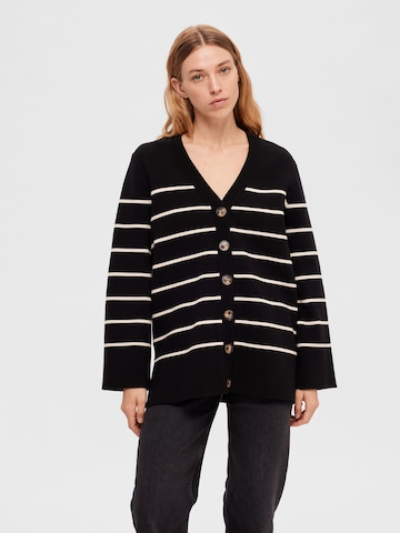 SELECTED FEMME Knit Cardigan in Black: front