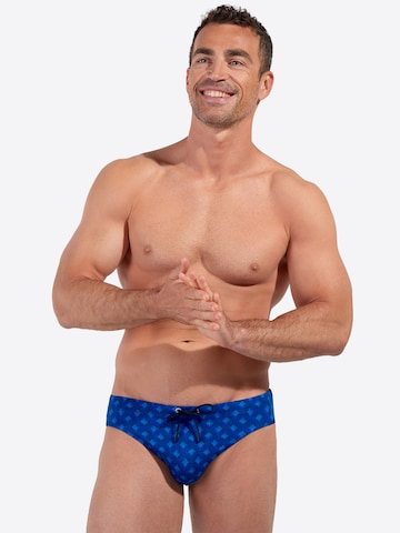 HOM Badehose ' Swim Mini Briefs Trinacria ' in Blau: Vorderseite