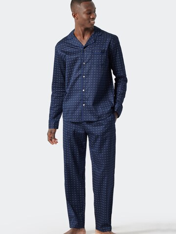 SCHIESSER Hosszú pizsama - kék: elől