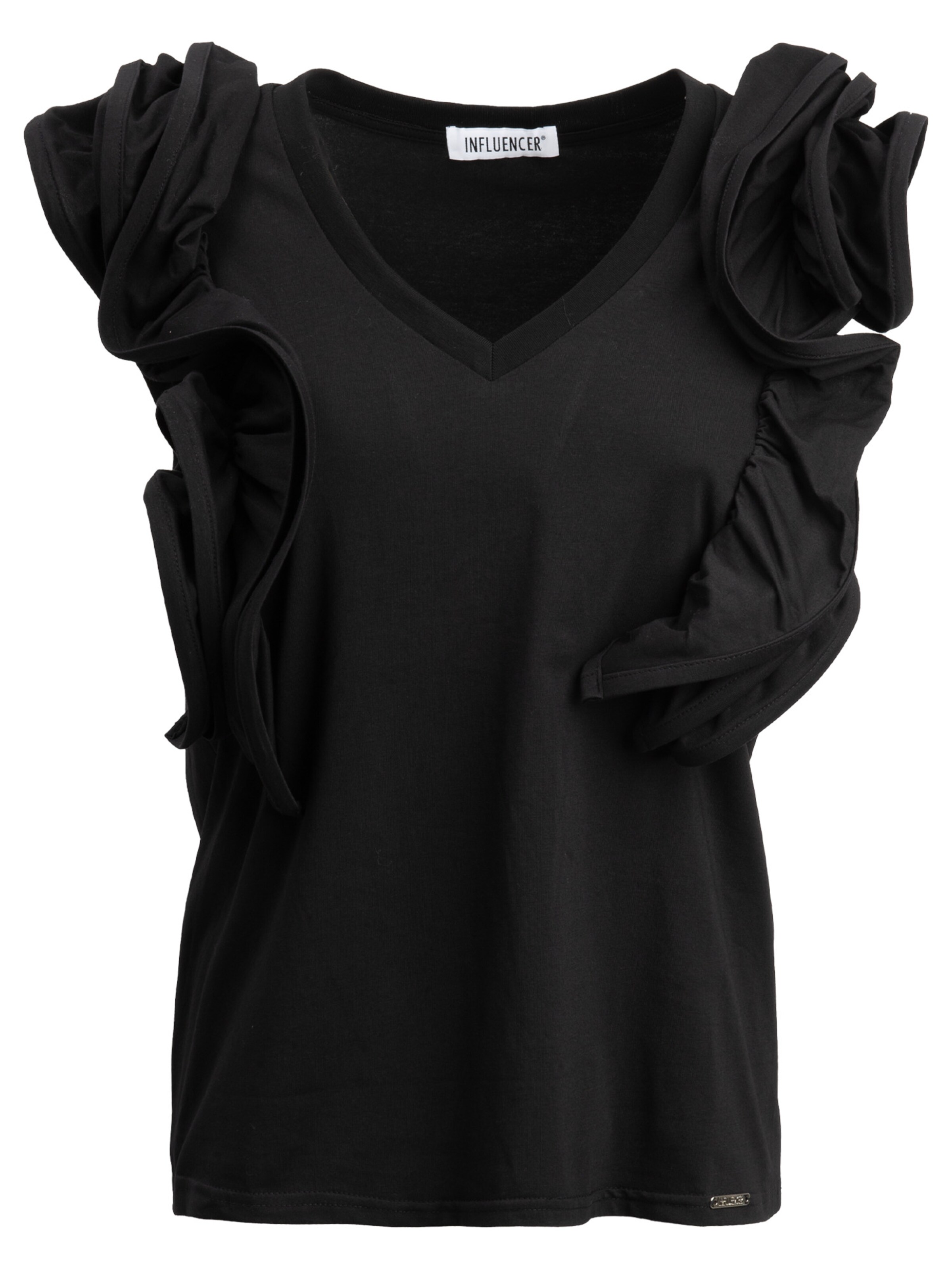 Influencer - Camiseta 'Flounce' en negro: frente